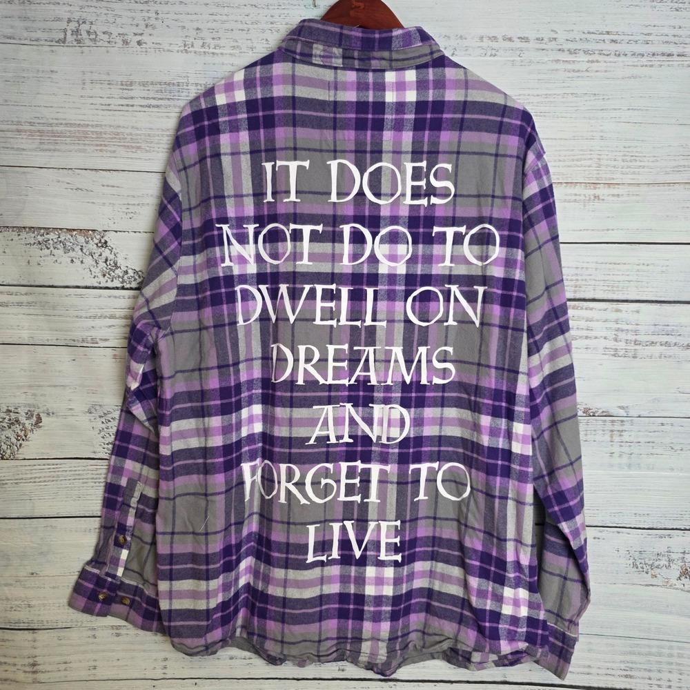 Harry Potter Cakeworthy Dumbledore Flannel Shirt Purple Plaid Quote Womens 2XL